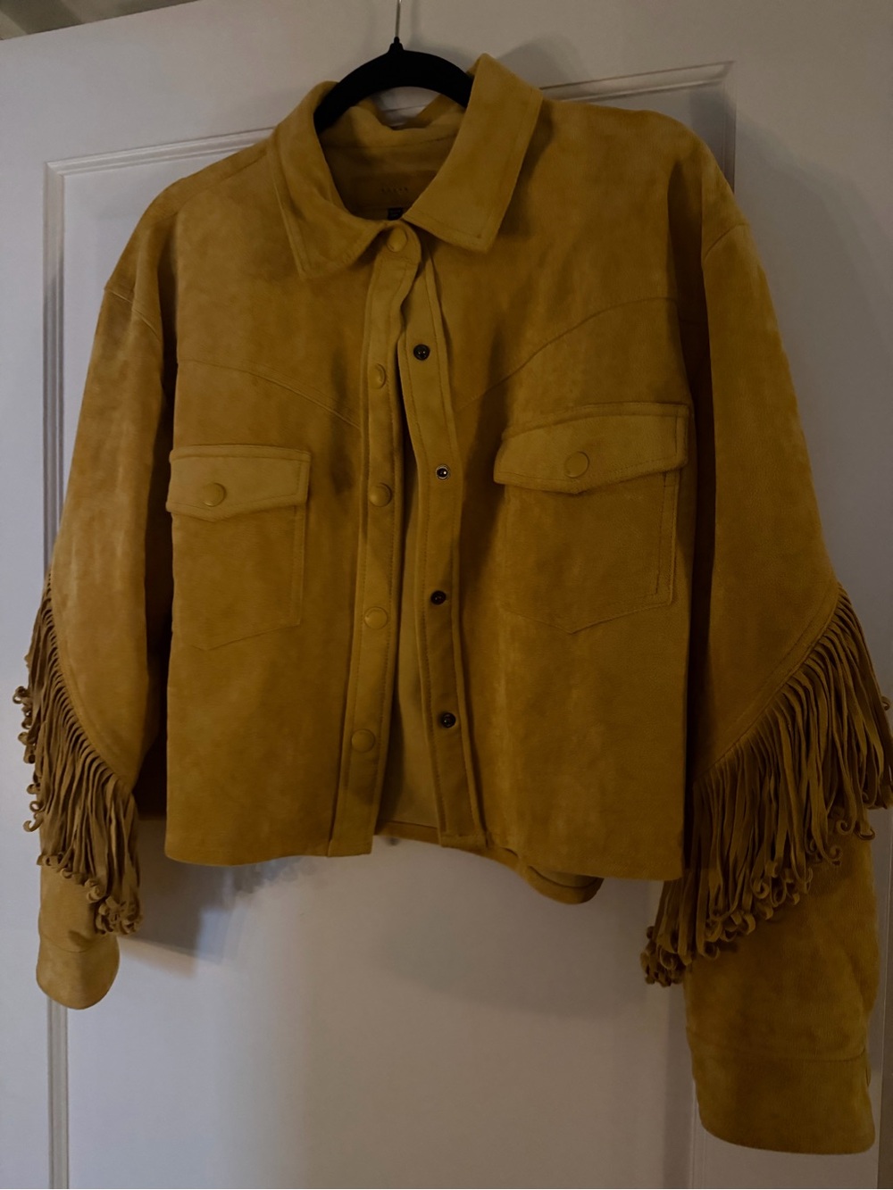 Blank NYC Mustard Suede Fringe Utility Jacket